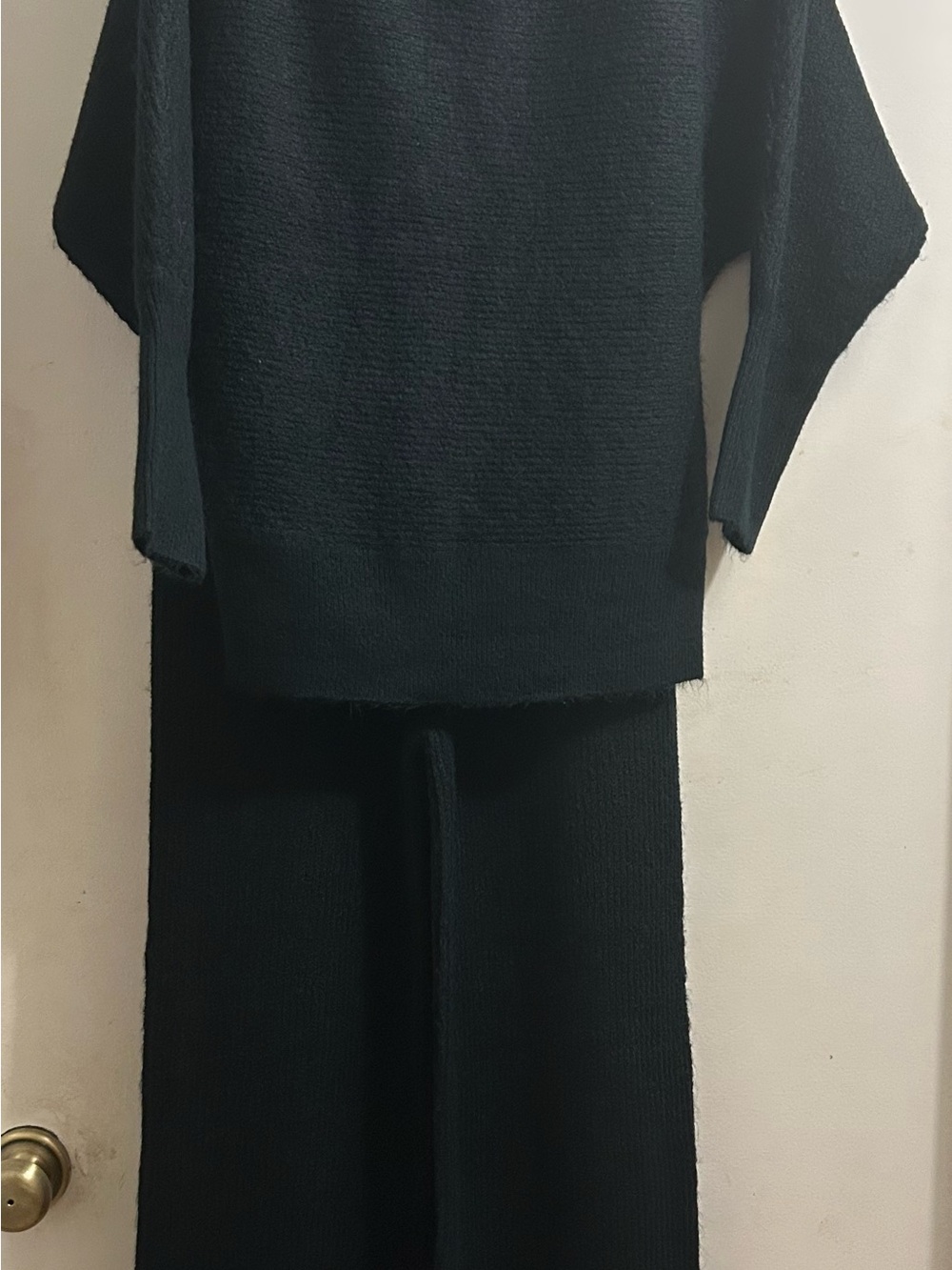 Skies Are Blue Black Ribbed Knit Top and Matching Pants. NWOTs
